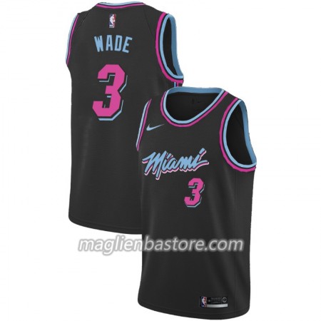 Maglia NBA Miami Heat Dwyane Wade 3 2018-19 Nike City Edition Nero Swingman - Uomo